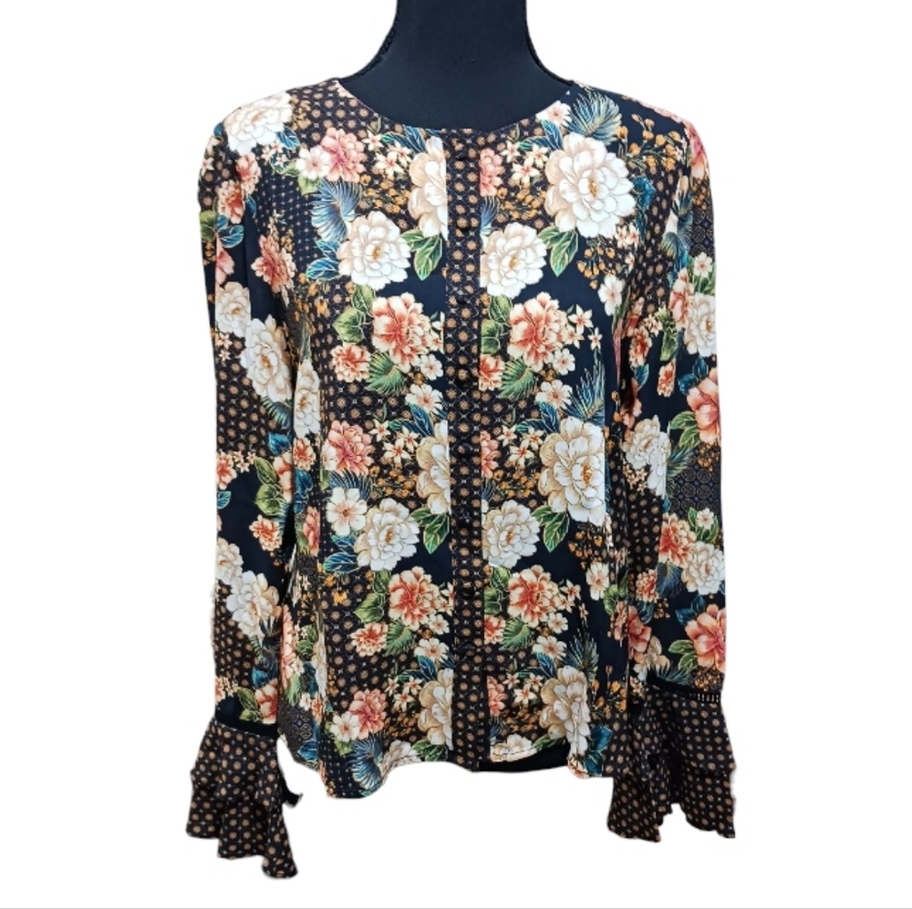 Farm Rio Anthropologie Siobhan Blouse Bell Sleeve - Picture 3 of 9